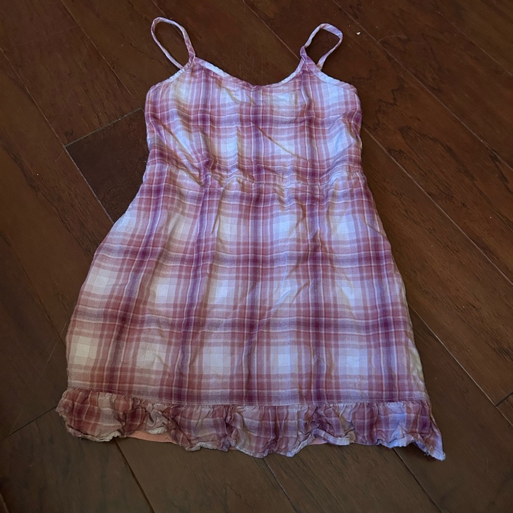 abercrombie kids Pink Plaid Casual Spaghetti Strap Dress